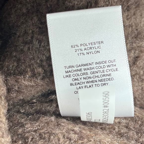 EXPRESS Mock Neck Cable Knit Fuzzy Sweater Brown Neutral Size M - Picture 6 of 8